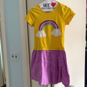 Mini Boden Yellow and Purple Rainbow Dress